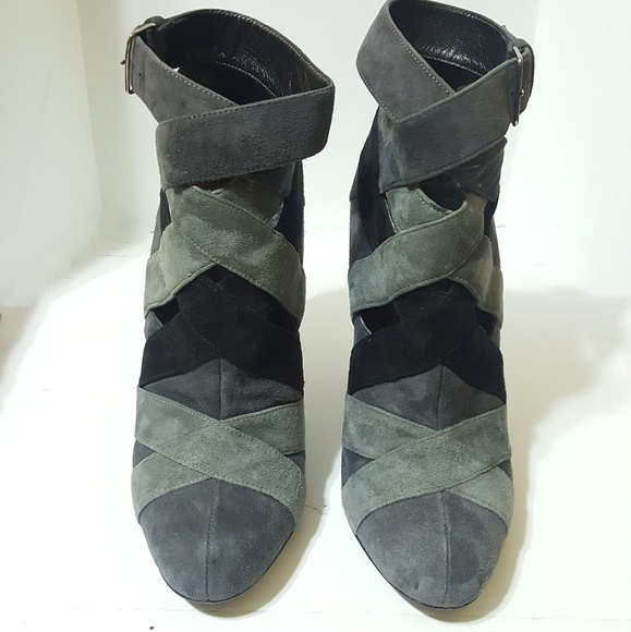 Miu Miu Suede Gray Ankle Wrap Bootie Size 39